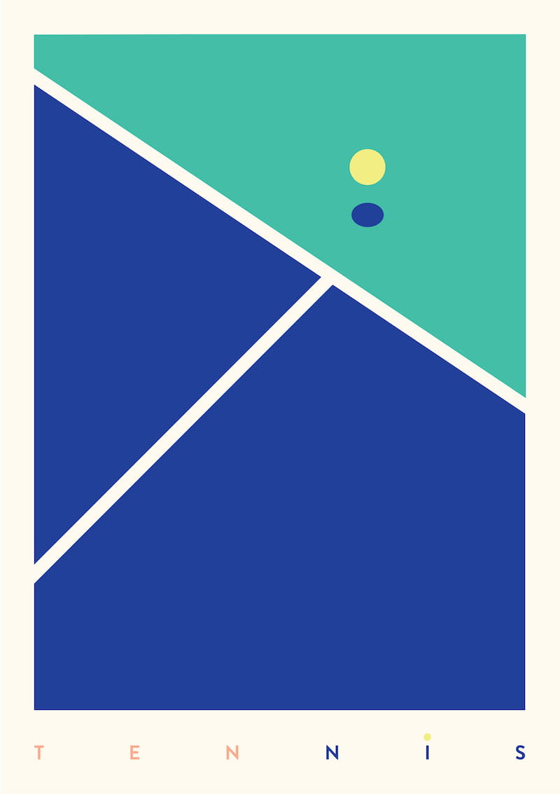 Illustration présentant le tennis, faite par Gabriel Nazoa